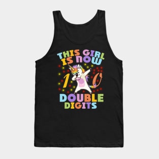 This Girl Is Now 10 Double Digits Gift Unicorn 10th Birthday funny gift Tank Top